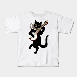 Vintage Cat Playing Banjo Kids T-Shirt